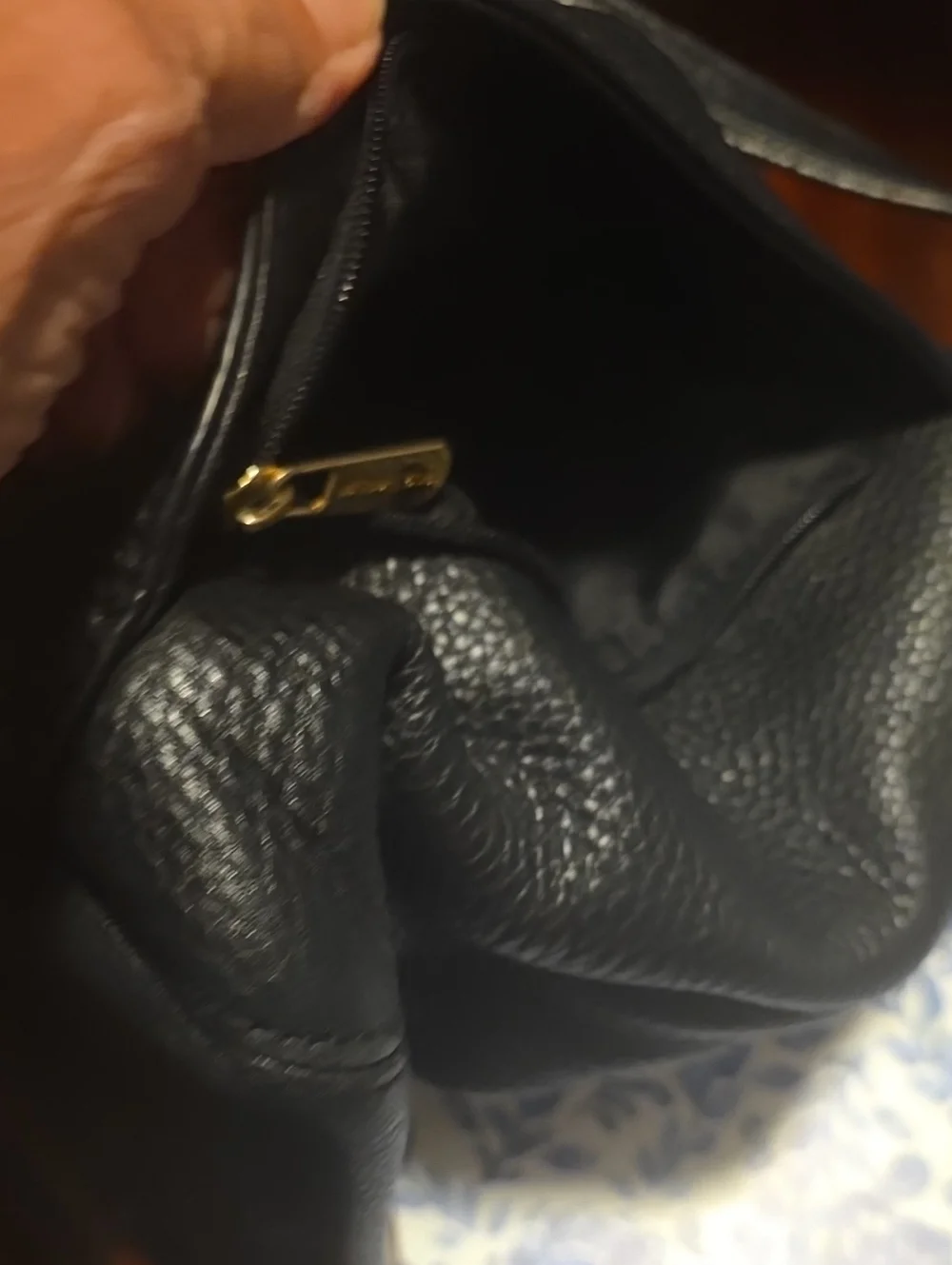 Michael Kors Black Pebbled Leather Shoulder Bag with Gold Hardware